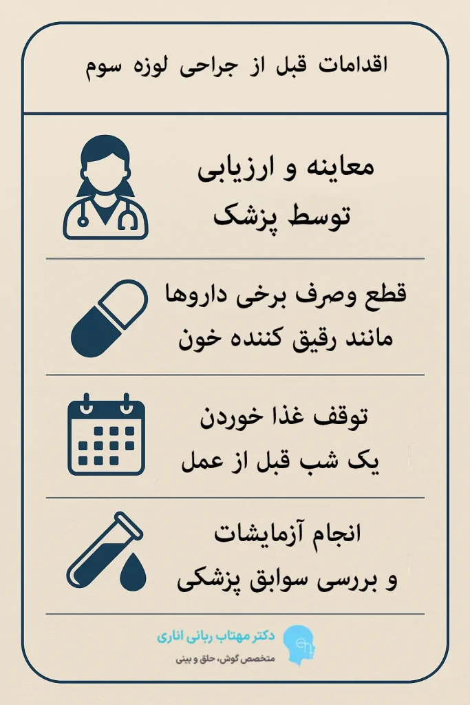 اقدامات قبل از جراحی لوزه سوم