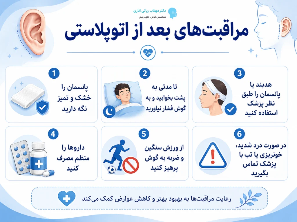 نکات مراقبتی بعد از اتوپلاستی