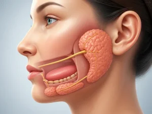 نمای شماتیک غدد بزاقی در ناحیه دهان و فک