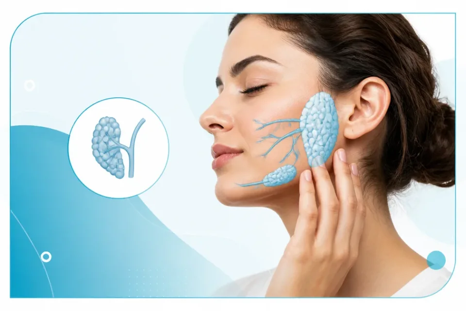 نمای توضیحی درباره علائم شایع مشکلات غدد بزاقی